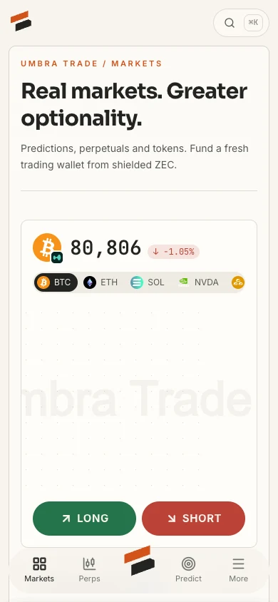 Umbra Trade markets.